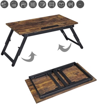 Stolík do postele LLD105B01, 60 x 35 x 31 cm, čierno / hnedý - A