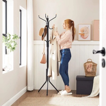 Kovový vešiak s 12 háčikmi RCR019B01V01, 182 cm, čierny - A