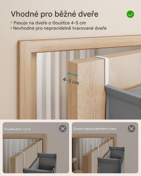 Závesný organizér na dvere RDH007G01, nylonová sieťovina, bočné vrecká, šedý - A