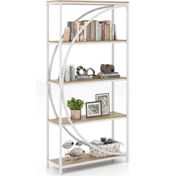 Knižnica s 5 úrovňami TF12895MP, 86 x 30 x 175 cm, biela - A