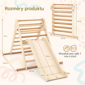 Skladacia lezecká sada so šmykľavkou TS10232NA, 150 x 80 x 70 cm, prírodná - A