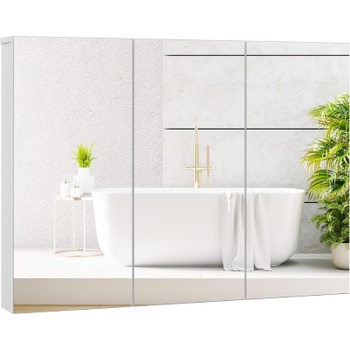 Kúpeľňová skrinka s 3 zrkadlovými dvierkami JV12091WH, 86,5 x 13,7 x 63,5 cm, biela - A