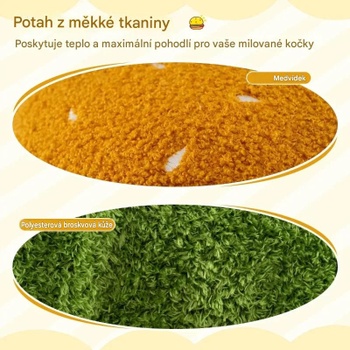 Mačacie pelech v tvare hamburgera S09FA0WW, 37 x 41 cm, oranžovo/zelený - A