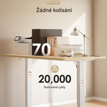 Výškovo nastaviteľný stôl B030120, 180 x 80 cm, bielo/béžová - A