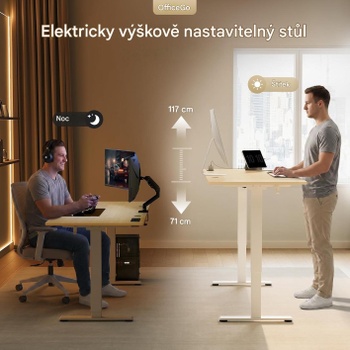 Výškovo nastaviteľný stôl B030120, 180 x 80 cm, bielo/béžová - A
