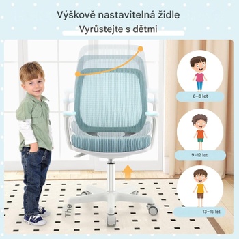 Ergonomická detská kancelárska stolička GT10192-HY, sieťovaná, modrá - A