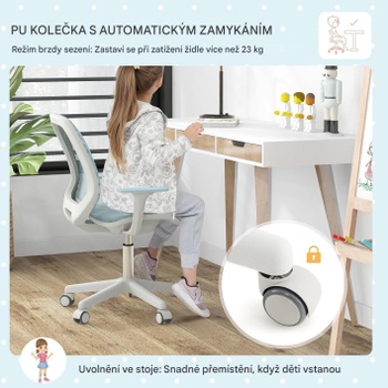 Ergonomická detská kancelárska stolička GT10192-HY, sieťovaná, modrá - A