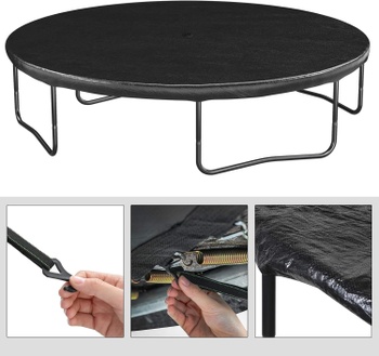 Ochranná plachta na trampolínu s otvorom na odvod vody STC012B01, 386 cm, čierna - A