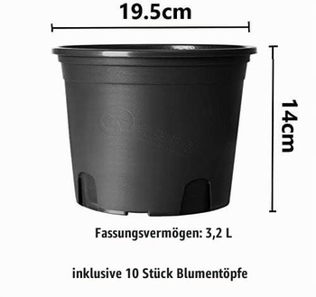 KAHEIGN 10 ks plastových kvetináčov okrúhle kvetináče Φ19,5 cm výška: 14 cm priedušné plastové