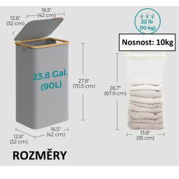 Kôš na bielizeň LCB509G01V1, 90 l, šedý - A