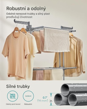 Sušiak na bielizeň LLR702G01, 142 cm, nerezová oceľ, šedý - A