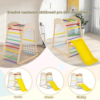Detské drevené vnútorné ihrisko so šmykľavkou TS10202CL, 6 v 1, bukové drevo, viacfarebná - A