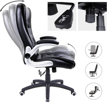 Ergonomická kancelárska stolička OBG51BV1, syntetická koža, čierna - A