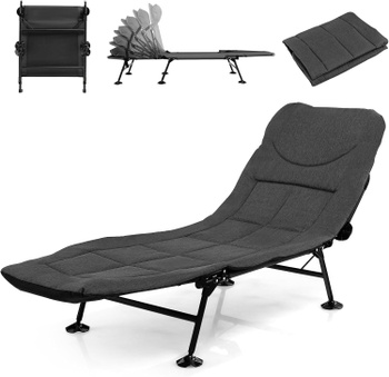Skladacie ležadlo so 6násobným nastaviteľným operadlom YA21807YJDEDE, 194 x 66 x 29 cm, do 200 kg, šedý