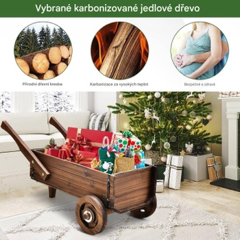 Rustikálny drevený kvetináč s kolieskami TAN3929CF, 81 x 40 x 39 cm, hnedý - A