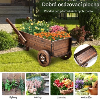 Rustikálny drevený kvetináč s kolieskami TAN3929CF, 81 x 40 x 39 cm, hnedý - A