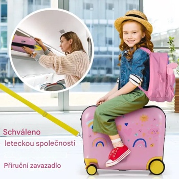 2dielny detský kufor a batoh BN10003ST, oxfordská tkanina, ružová - A