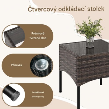 3dielna sada ratanového záhradného nábytku GX-HW71583BN, s vankúšmi, béžová - B