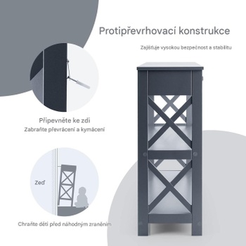 Konzolový stolík so zásuvkou KZ99023MUFR, 100 x 30 x 80 cm, sivý - A