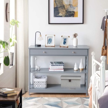Konzolový stolík so zásuvkou KZ99023MUFR, 100 x 30 x 80 cm, sivý - A