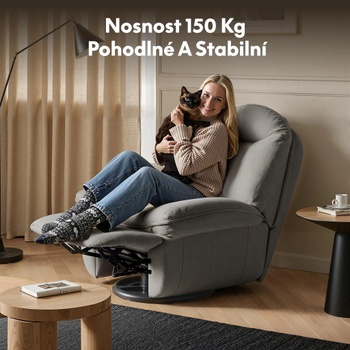 Relaxačné kreslo s funkciou polohovania XC6-G-Oval, otočné o 360 °, nastaviteľná opierka chrbta a podnožka,