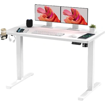 Výškovo nastaviteľný stôl QS1W-1160-EU, bez dosky, biely - A