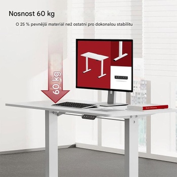 Výškovo nastaviteľný stôl QS1W-1160-EU, bez dosky, biely - A