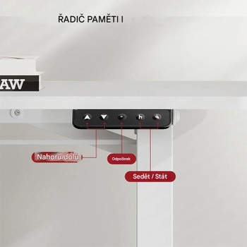 Výškovo nastaviteľný stôl QS1W-1160-EU, bez dosky, biely - A