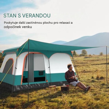 Priestranný rodinný kempingový stan s 2 miestnosťami NP12016GN-L, vodotesný, modro/biely - A