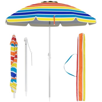 Plážový slnečník s prepravnou taškou 45938083, UPF50+, 178Ø x 206 cm, viacfarebný - A