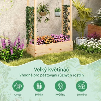 Drevený vyvýšený záhon so závesnou strechou GT4591NA, 114 x 35 x 110 cm, prírodný - A