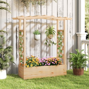 Drevený vyvýšený záhon so závesnou strechou GT4591NA, 114 x 35 x 110 cm, prírodný - A