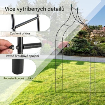 Dekoratívny záhradný oblúk pre popínavé rastliny GT4215, 125 x 287 cm, čierny - A