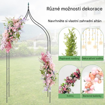 Dekoratívny záhradný oblúk pre popínavé rastliny GT4215, 125 x 287 cm, čierny - A