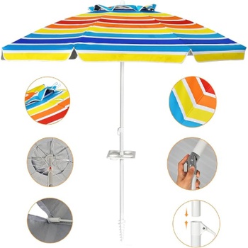 Plážový slnečník B09B538Z97, 220 cm, UPF50+, farebný - A