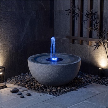 Solárna záhradná fontána s 12 LED diódami HZ10455DE, 50 x 50 x 25 cm, sivá - N