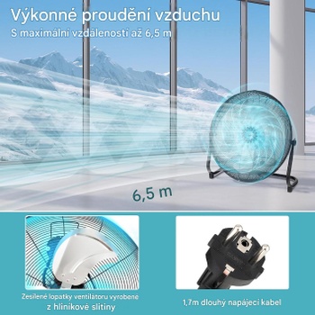 Stojací ventilátor s 3 rýchlosťami ES10269DE-SL, 51 cm, 160 W, strieborný - A