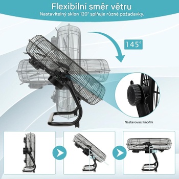 Stojací ventilátor s 3 rýchlosťami ES10269DE-SL, 51 cm, 160 W, strieborný - A
