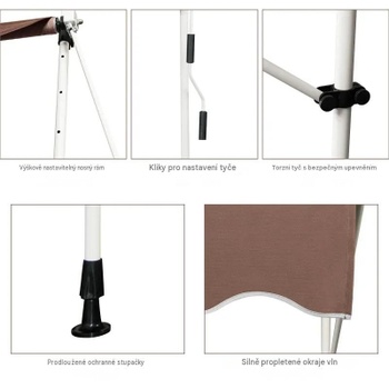 Nastaviteľná markíza OP70317CF, 250 cm, hnedá - A