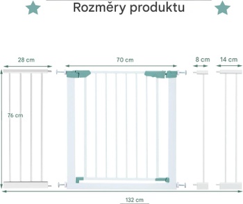 Detská bezpečnostná zábrana JM98887EPDE, výsuvná, výška 76 cm, biela - A