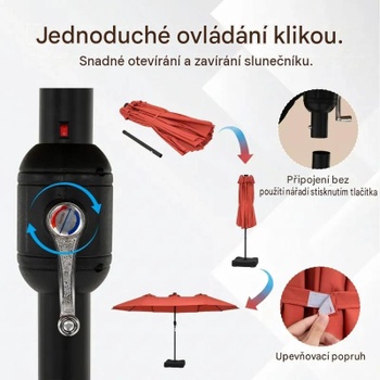 Dvojitý slnečník s LED osvetlením a stojanom NP13260DE-OR, 460 x 285 cm, oranžový - A