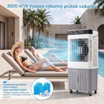 Prenosná klimatizácia s diaľkovým ovládaním ES10675DE-WH, s 27 l nádržou, 3 rýchlostné stupne, biela - A