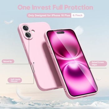 Silikónový kryt oakxco pre iPhone 16 Plus s ochranou fotoaparátu, ultra tenký farebný kryt na
