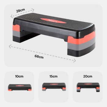 Domáci stepper s protišmykovou podložkou, 3× výškovo nastaviteľný, nosnosť až 200 kg - A