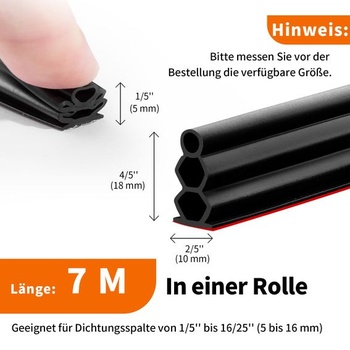7M Flexibilná gumová tesniaca páska, 10 mm x 18 mm, samolepiace vodotesné tesnenie dverného rámu,