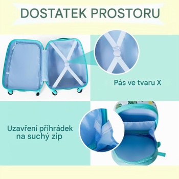 Súprava batožiny pre deti MY21115DEDE, 2v1, vozík s teleskopickou rukoväťou a 4 kolieskami - A