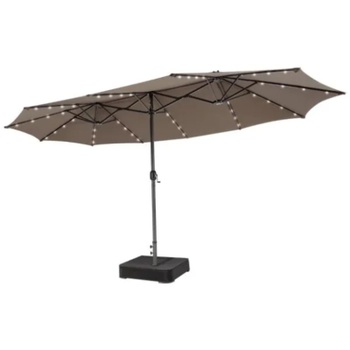 Dvojitý slnečník s LED osvetlením a stojanom NP13260DE-CF, 470 x 285 cm, hnedý - A