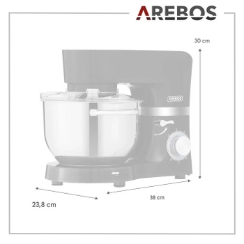 Kuchynský robot s nerezovou miešacou misou 5,5 litra, 1500 W, čierny - B
