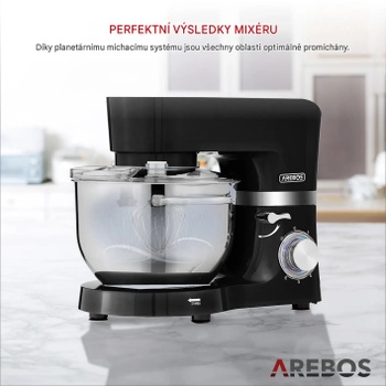Kuchynský robot s nerezovou miešacou misou 5,5 litra, 1500 W, čierny - B