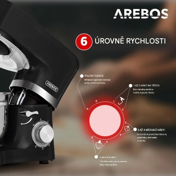 Kuchynský robot s nerezovou miešacou misou 5,5 litra, 1500 W, čierny - B